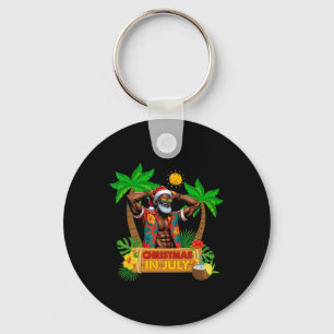 Black Hawaiian Santa Sungles Christmas In July Sum Key Ring