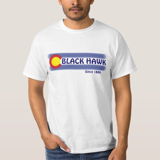 Black Hawk Colorado local flag value tee (Front)