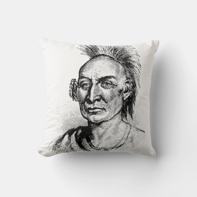 Black Hawk Native American Indian Warrior Cushion (Front)