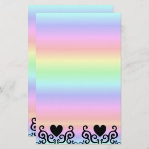 Black Heart and Lily on Rainbow Stationery