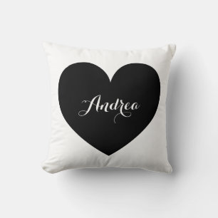 Black Heart and Polka Dots Pattern Personalised Cushion