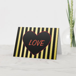 Black Heart and Yellow Stripes Greeting Card