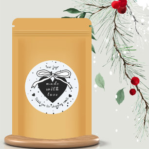 Black heart & Bow Thank you for shopping small  Classic Round Sticker