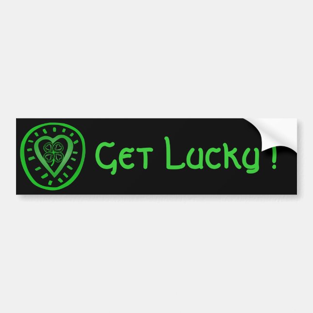 Black Heart Clover Get lucky Bumper S Bumper Sticker (Front)