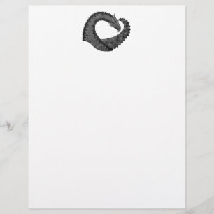 Black heart dragon on white