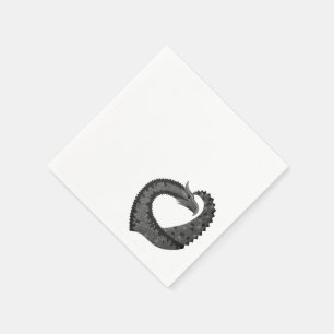 Black heart dragon on white napkin