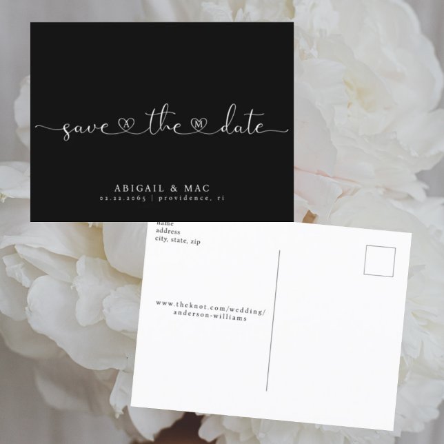 Black Heart Font Wedding Save the Date Postcard (Creator Uploaded)