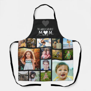 Black Heart Greatest Mum Ever Photo Collage Apron