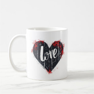 Black Heart Love Slogan Coffee Mug