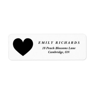Black Heart Minimalist Address Label Return Address Label