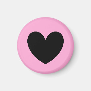 Black heart on cotton candy pink magnet
