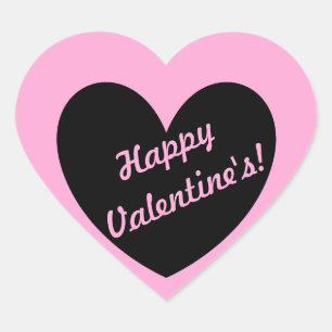 Black heart on cotton candy pink sticker
