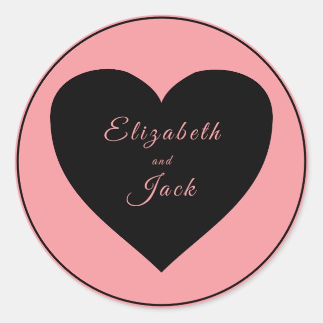 Black Heart On Pink Background Classic Round Sticker (Front)