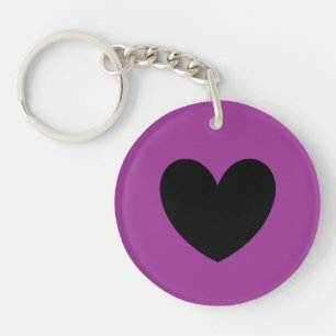 Black heart on purple key ring