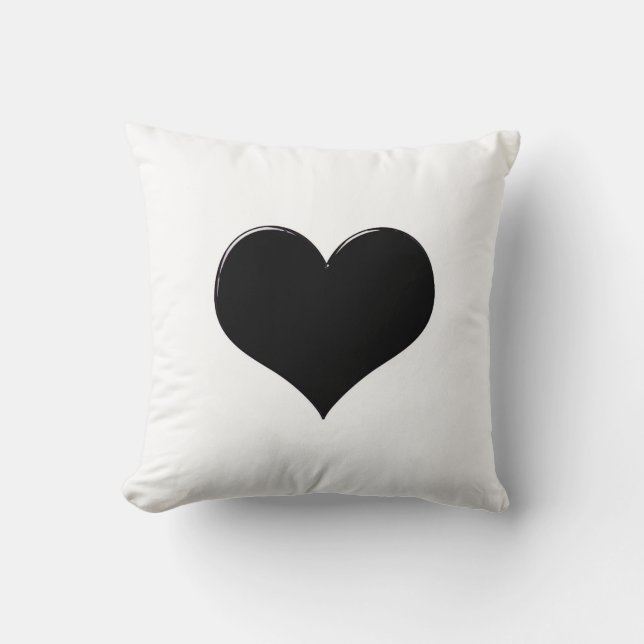 Black heart on white, pillow. cushion (Front)