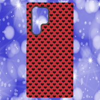 Black Heart Pattern Red Background
