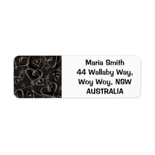 Black heart pattern return address label