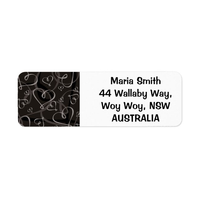Black heart pattern return address label (Front)