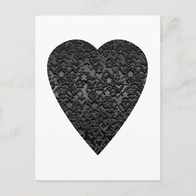 Black Heart. Patterned Heart Design. Postcard (Front)