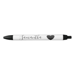 Black Heart Personalised Name Ink Pen