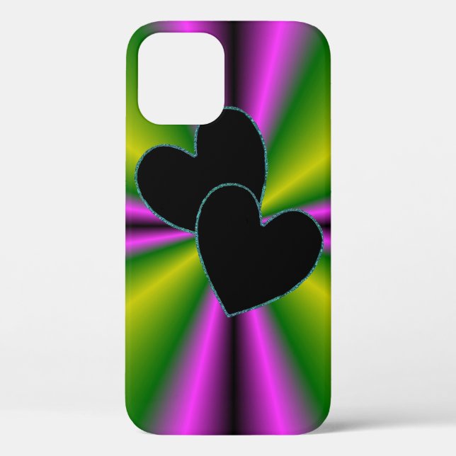 Black Heart purple pink green Rainbow Case-Mate iPhone Case (Back)