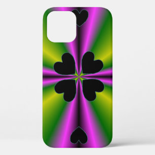 Black Heart purple pink green Rainbow iPhone 12 Case