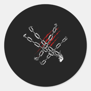 Black Heart Red Chains Cool Gothic Valentine's Day Classic Round Sticker