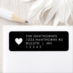 Black Heart Return Address  Label