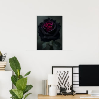Black Heart Rose Poster
