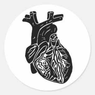 Black heart silhouette Human anatomy Art Classic Round Sticker