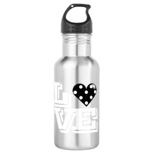 Black Heart w/ polka dots LOVE 532 Ml Water Bottle