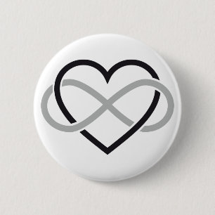 Black heart with infinity sign 6 cm round badge