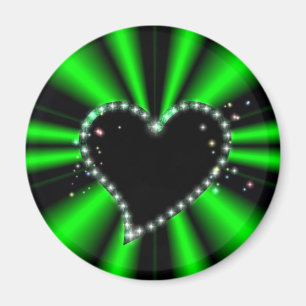 Black Heart with Stars on green Rainbow Magnet