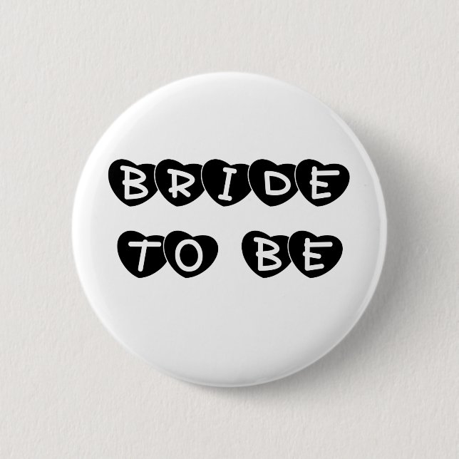 Black Hearts Bride to Be 6 Cm Round Badge (Front)