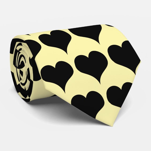Black Hearts Design Tie (Rolled)