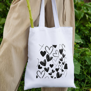 Black Hearts for Valentines Day tote bag