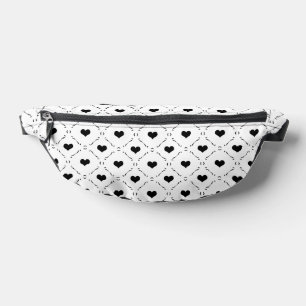 Black Hearts Geometric Grid Minimalist Coquette Bum Bags