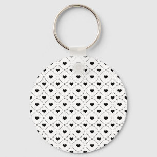 Black Hearts Geometric Grid Minimalist Coquette Key Ring