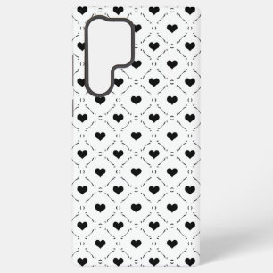 Black Hearts Geometric Grid Minimalist Coquette Samsung Galaxy Case