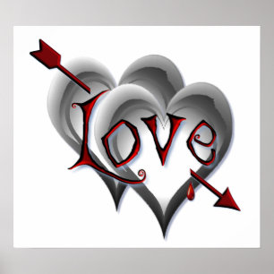 BLACK HEARTS & LOVE ARROW by SHARON SHARPE Poster