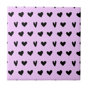 Black Hearts Lovely Pattern Happy Valentines Day Ceramic Tile