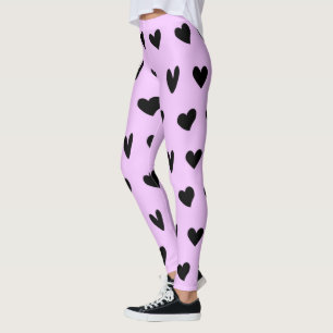 Black Hearts Lovely Pattern Happy Valentines Day Leggings