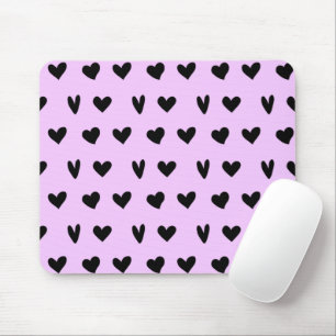Black Hearts Lovely Pattern Happy Valentines Day Mouse Pad