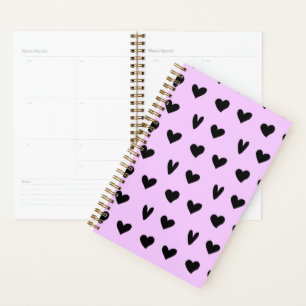 Black Hearts Lovely Pattern Happy Valentines Day Planner