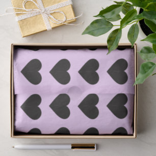 Black Hearts on Lavender Tissue Paper