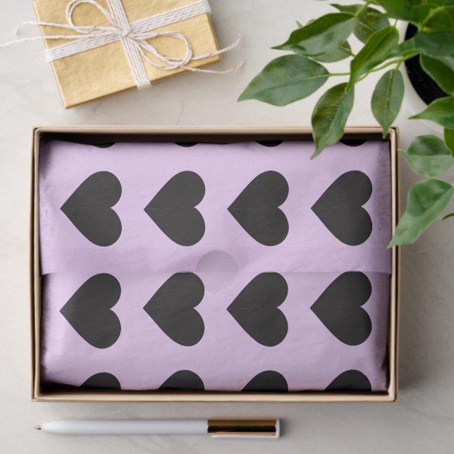 Black Hearts on Lavender Tissue Paper (Gift)