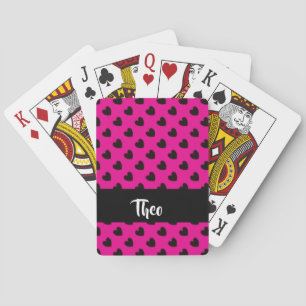 Black hearts on pink playing cards