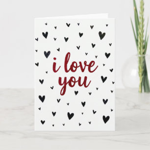 Black Hearts Pattern I Love You Card