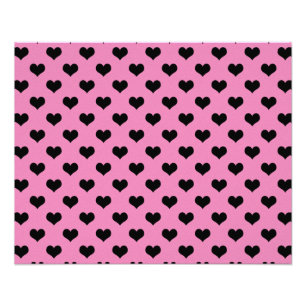 Black Hearts Pink Background Polka Dot Heart Photo Print