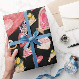 Black Hearts Style Wrapping Paper